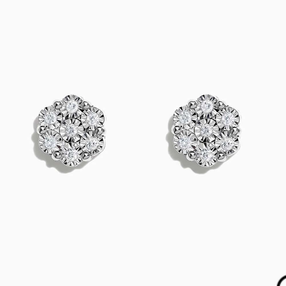 Effy Sterling Silver and Diamond Earrings
